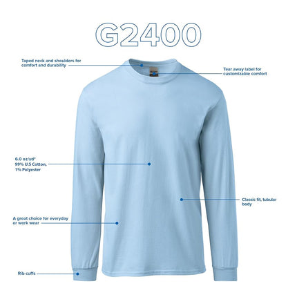 Gildan Unisex's Ultra Cotton Long Sleeve T-Shirt, Style G2400, Multipack, Ash Grey (3-Pack), L (Pack of 3)