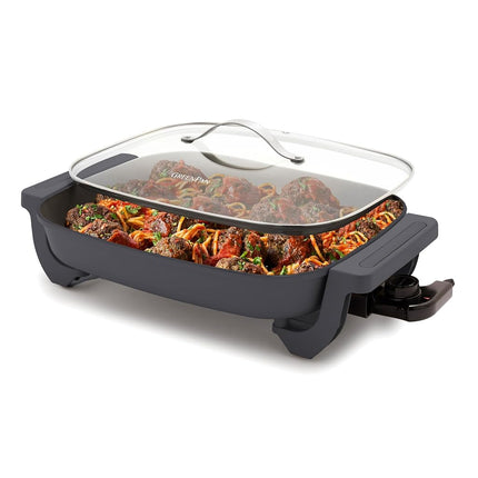 GreenPan Advanced 12� X 15� Electric Skillet with Lid, 7QT Capacity for Family Meals, Healthy Ceramic Nonstick PFAS-Free Coating, Fry, Saut�, Steam, Simmer, Sear, Stir Fry, Dishwasher Safe, Graphite