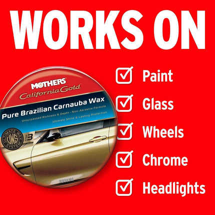 Mothers 35550 California Gold Pure Brazilian Carnauba Wax Paste, 12-Ounce (Ultimate Wax System, Step 3)