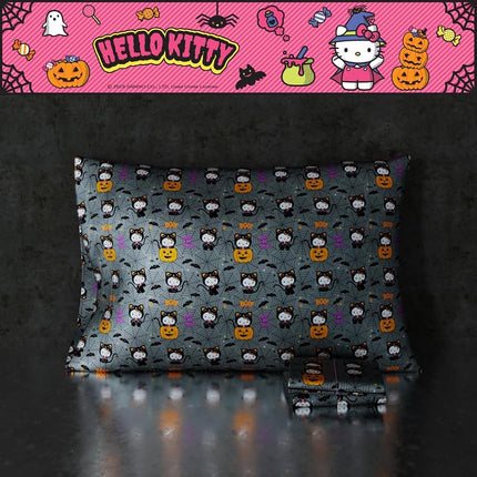 Sanrio Hello Kitty Skeleton Halloween Beauty Silky Satin Standard Reversible Pillowcase Cover 20x30 for Hair and Skin, (Officially Licensed Product) by Franco Collectibles