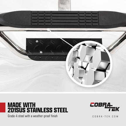 Cobra-Tek Marchepied d'attelage poli haut de gamme à rabattre, compatible avec les récepteurs d'attelage de classe III et de classe IV de 2 pouces, avec goupille d'attelage et stabilisateur d'attelage