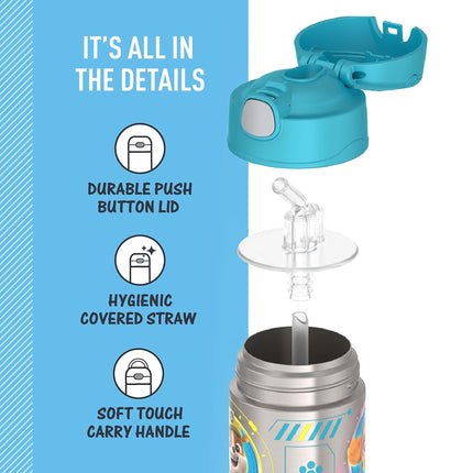 THERMOS FUNTAINER Water Bottle with Straw, 12oz, Paw Patrol Blue
