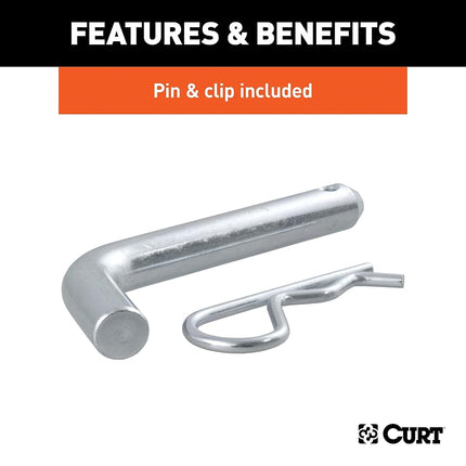 CURT 45065 Lifted Truck Trailer Hitch Mount with 2-5/16-Inch Ball & Pin, Fits 2-Inch Receiver, 7,500 lbs, 6-Inch Drop, Gloss Black Powder Coat