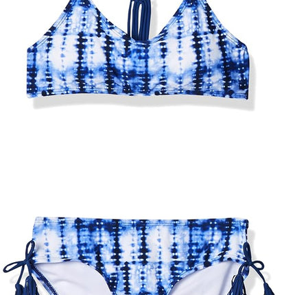 Kanu Surf Girls' Willow V-Neck Bikini Beach Sport 2-Piece Swimsuits, Willow Navy Tie-dye, 8