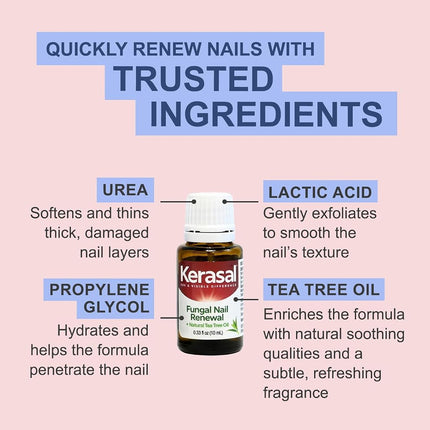 Kerasal Renewal Nail Repair Solution with Tea Tree Oil for Discolored and Damaged Nails, 0.33 Oz