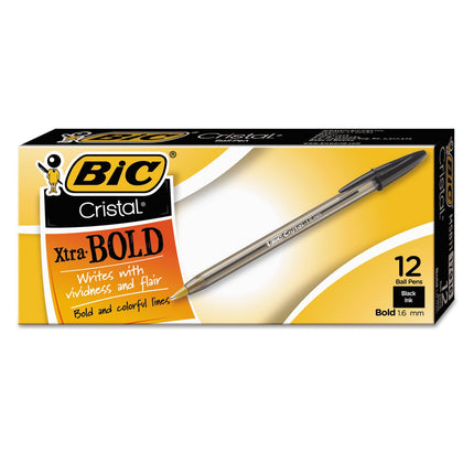 Bic MSB11-BK Cristal Ballpoint Stick Pen, Black In