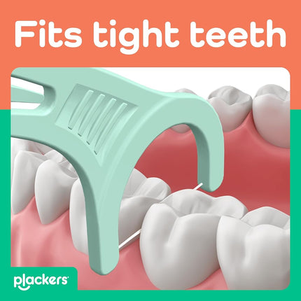 Plackers Micro Mint Dental Flossers, Fresh Mint Flavor, Fold-Out Toothpick, Super Tuffloss, Easy Storage with Sure-Zip Seal, 300 Count