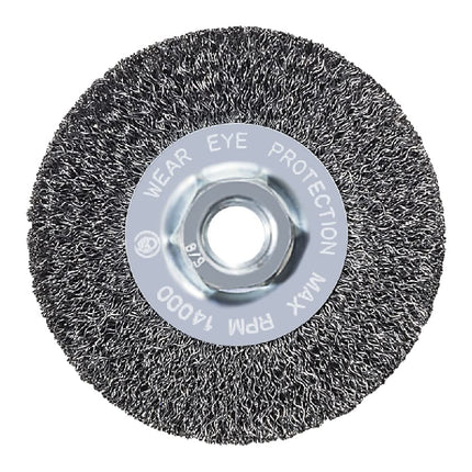 Mercer Industries 187010-4" x 1/2" x 5/8"-11 Crimped Wire Wheel, .014 Carbon Steel Wire