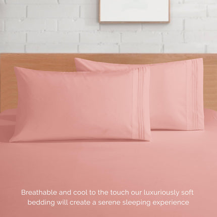 Elegant Comfort Luxurious 1500 Premium Hotel Quality Microfiber 4-Piece Sheet Set, 18-24 Inches Deep - Extra Deep Pocket Sheets - Ultra Soft 4PC Deep Pocket Sheets, King, Dusty Rose