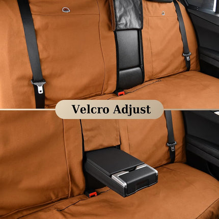 Coverado Car Back Seat Covers, Canvas Universal Seat Covers for Cars, Rear Car Seat Cushions, Auto Seats Protectors for Kids & Dogs, Driver Seat Covers Fit for Most Vehicles Trucks SUVs/Khaki