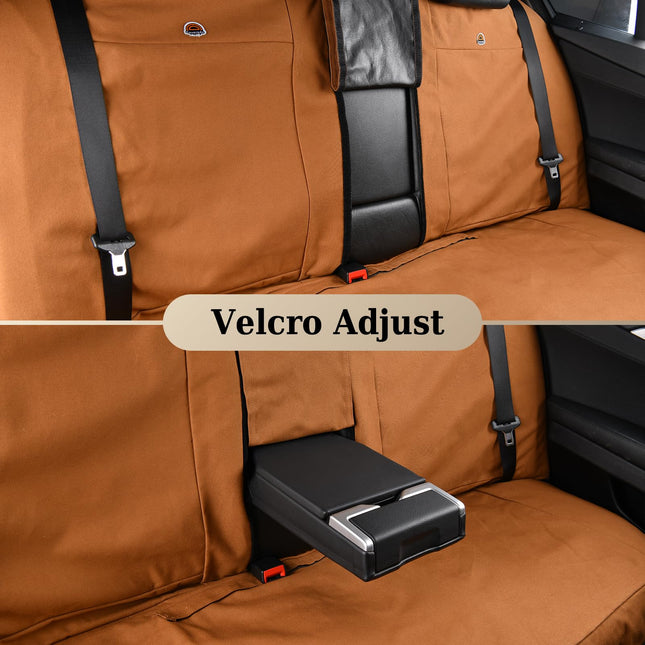 Coverado Car Back Seat Covers, Canvas Universal Seat Covers for Cars, Rear Car Seat Cushions, Auto Seats Protectors for Kids & Dogs, Driver Seat Covers Fit for Most Vehicles Trucks SUVs/Khaki