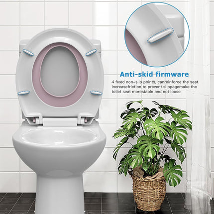 Toilet Seat Cover,Toddler Toilet Seat Round with Built-in Potty Seat for Kids, Soft-Close PP Material for Safe Use, Easy Installation for Home Bathroom Upgrade - Pink Lid