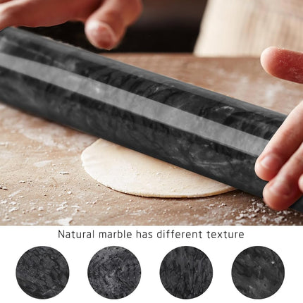 HESHIBI Marble Rolling Pin with Stand, 15.7", Black Stone, Non Stick