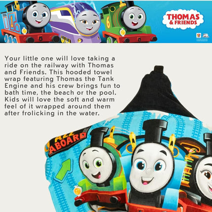 Thomas & Friends Kids Super Soft Bath/Pool/Beach Soft Cotton Terry Hooded Towel Wrap, 24 in x 50 in, (100% Officially Licensed Product)