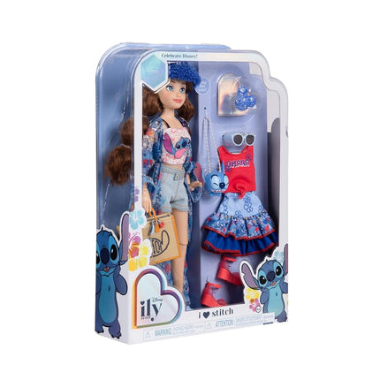 Disney ily 4EVER Fashion Dolls Stitch 30cm/11.5" Tall with 13 Points of Articulation, Two Complete Mix-and-Match Outfits and Glittery Mickey Ring for You!, Wavey Brown Hair