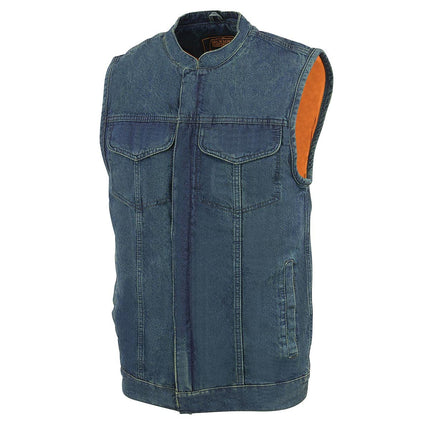 Milwaukee Men's Denim Club Vest with Hidden Snap and Zip (Blue, 7X-Large)