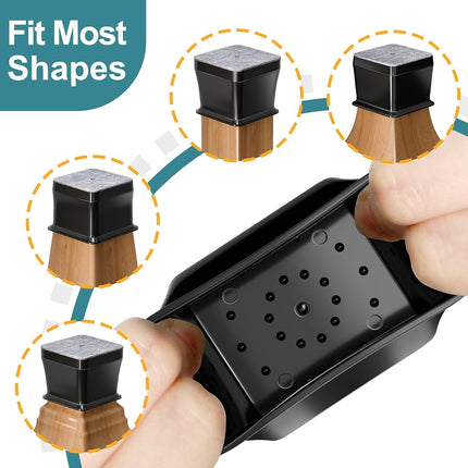 24 Pcs Chair Leg Floor Protectors Square,Black Silicone Felt Furniture Leg Pads Caps Covers for Hardwood Floors(Fit:1-1/16" to 1-5/8")