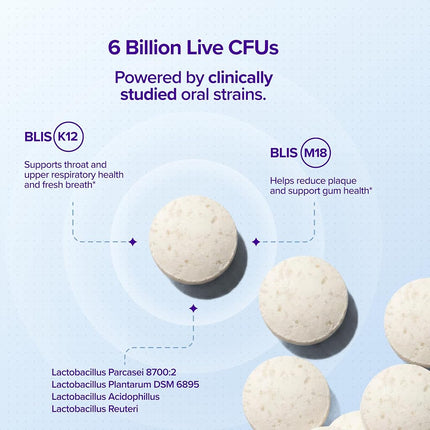 Dental Probiotic for Oral Health, 6 Billion CFU, by BURST, For Bad Breath and Tonsil Stones, Immune System Support, Sinus Support, BLIS K12 & M18 - 45 Count [PACKAGING MAY VARY]