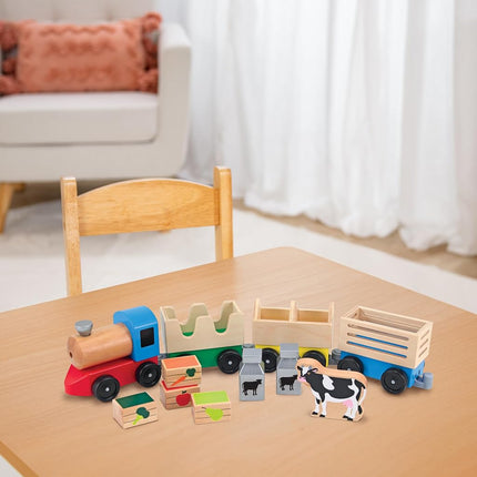 MELARQT Melissa & Doug Wooden Farm Train Toy Set (E-Commerce Packaging)