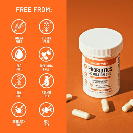 NatureWise Max Probiotics for Men & Women | Time-Release Caplets Comparable to 450 Billion CFU with 30 Strains, WiseBiotics Technology, Shelf Stable, & Acid Resistant [1 Month Supply - 40 Caplets]