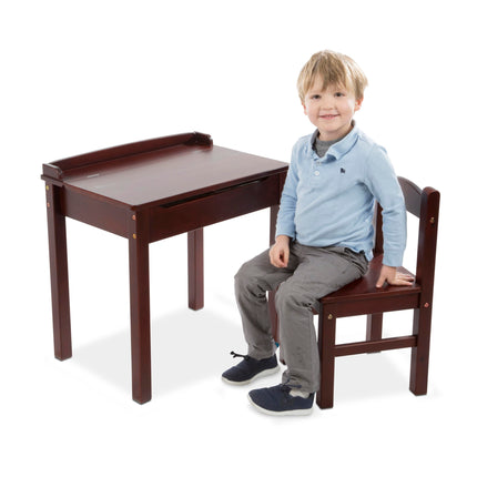 Mesa y silla elevables Melissa & Doug para niños (muebles infantiles, expreso, marrón, 2 piezas, 40,9 cm de alto x 60 cm de ancho x 58,9 cm de largo, gran regalo para niñas y niños, ideal para niños de 3, 4, 5, 6, 7 y 8 años)