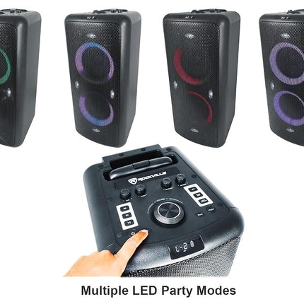 Rockville Elite Party 65 Bluetooth Party Speaker, 2000W Peak/500W RMS, Karaoke Effects, LED Lights, Guitar/Optical Inputs, for Events and Parties
