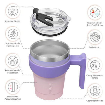 BJPKPK 10 oz Stainless Steel Insulated Tumbler Cups with Handle and Straw and Lid,Pastel Sunset