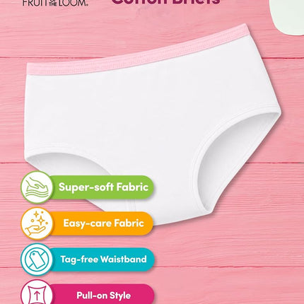 Fruit of the Loom Ropa Interior Básico de Algodón para Niñas, Paquete Múltiple, Básico - Paquete de 6 - Blanco, 4