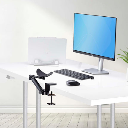 StarTech.com Adjustable Arm Rest for Office Desk, Ergonomic Arm/Elbow Support, 360-Degree Rotation, Clamp-On/No Drill Install