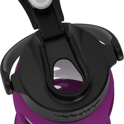 Lifefactory 22-Ounce Glass Water Bottle with Active Flip Cap and Protective Silicone Sleeve, Plum