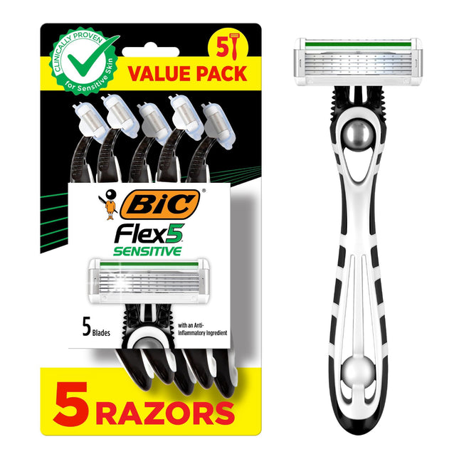 BIC Flex 5 Sensitive Disposable Razor, 5-Count Pac
