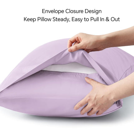 BEDELITE Body Pillow Case Cover, Rayon Made from Bamboo, Cooling Body Pillow Cover for Hot Sleepers and Night Sweats, Breathable & Silky Soft Full Long Pillow Case (Light Purple, 20x54 Inches)