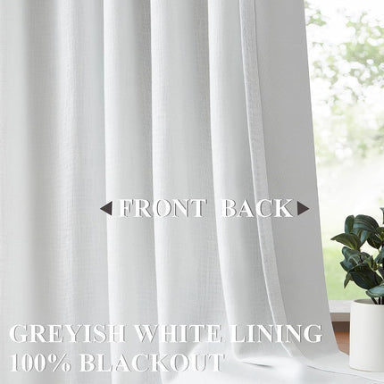 Vision Home White Pinch Pleated Full Blackout Curtains Thermal Insulated Window Curtains 108 inch for Living Room Bedroom Room Darkening Pinch Pleat Drapes with Hooks Back Tab 2 Panel 40" Wx108 L