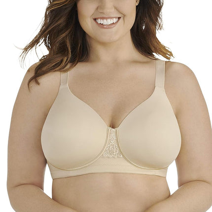 Vanity Fair Women's Full Figure Beauty Back Smoothing Bra, 4 Way Stretch Fabric, Lightly Lined Cups Up to H, Opaque, Damask Neutral, 36C