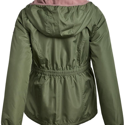 DKNY Veste polaire pour fille - Anorak coupe-vent à capuche doublé en polaire - Vêtement d'extérieur douillet et vestes d'hiver pour fille, vert grisé, 14-16