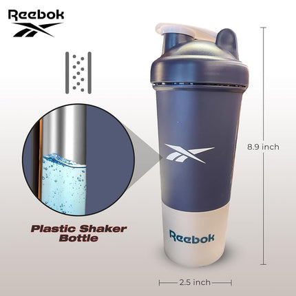 Vaso mezclador Reebok Athletic - Botella de proteínas de 500 ml - Para gimnasio, correr, senderismo - Sin BPA (azul)