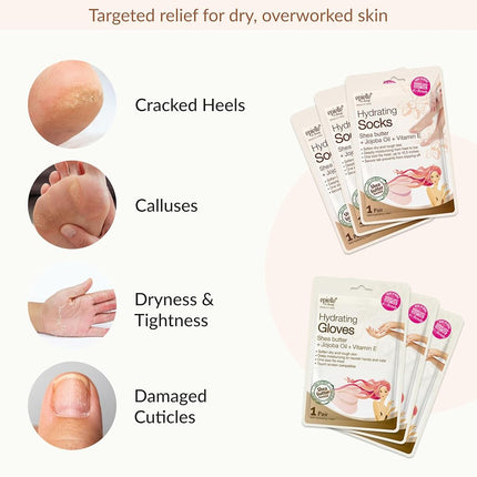 Epielle Mascarillas Hidratantes para Manos y Pies, Alivian y Suavizan la Piel Seca y Maltratada, Regalos de Cuidado Personal para Mujeres, Kit de Spa, Regalos para el Día de la Madre, 6 Guantes Hidratantes y 6 Calcetines Hidratantes