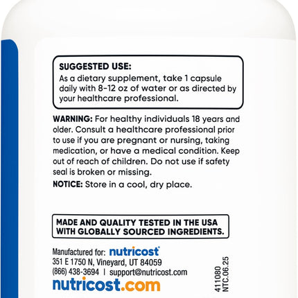 Nutricost L-Teanina 200mg, 120 Cápsulas - Sin OMG, Sin Gluten