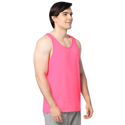 Fruit of the Loom Camisetas sin mangas de algodón EverSoft para hombre, con control de humedad y olor, paquete de 2, rosa neón, XXL