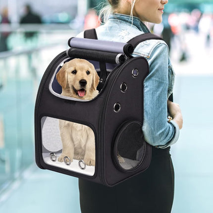 COVONO Expandable Pet Carrier Backpack for Cats, Dogs and Small Animals, Portable Pet Travel Carrier, Super Ventilated Design, Airline Approved, Ideal for Traveling/Hiking/Camping, Black