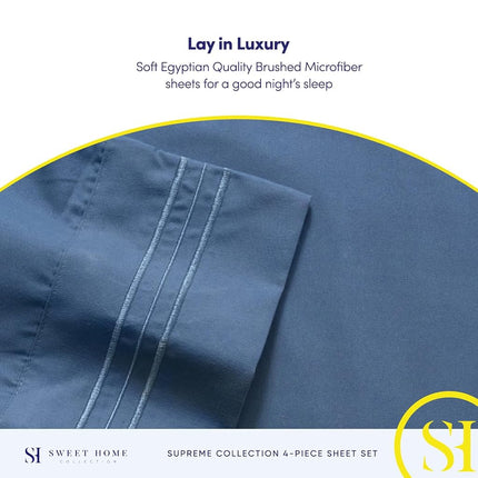 Full Size Sheet Sets - Breathable Luxury Sheets with Full Elastic & Secure Corner Straps Built In - 1800 Supreme Collection Extra Soft Deep Pocket Bedding, Sheet Set, EXTRA DEEP pocket - Full, Denim