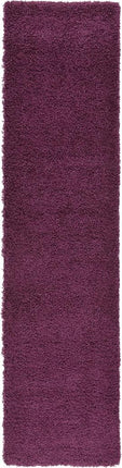 Alfombra alargada moderna de felpa Solo Solid Shag Collection de Unique Loom, color berenjena (0.91 x 3.05 m)