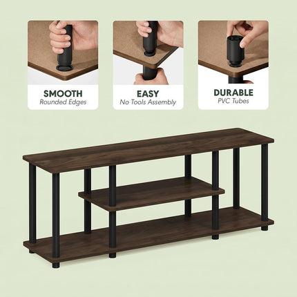 Furinno TURN-N-TUBE 3-Tier Tool-Free TV Stand, Columbia Walnut