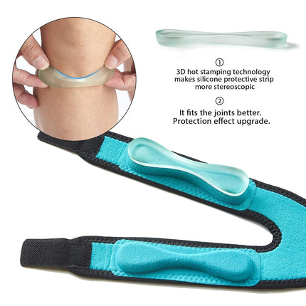 Rebomer Patella Knee Strap, Adjustable Knee Brace (3D Silicone Insert) for Men & Women, Knee Joint Pain Prevention & Relief & Patella Stabilizer Support for Running, Riding, Football, Hiking.