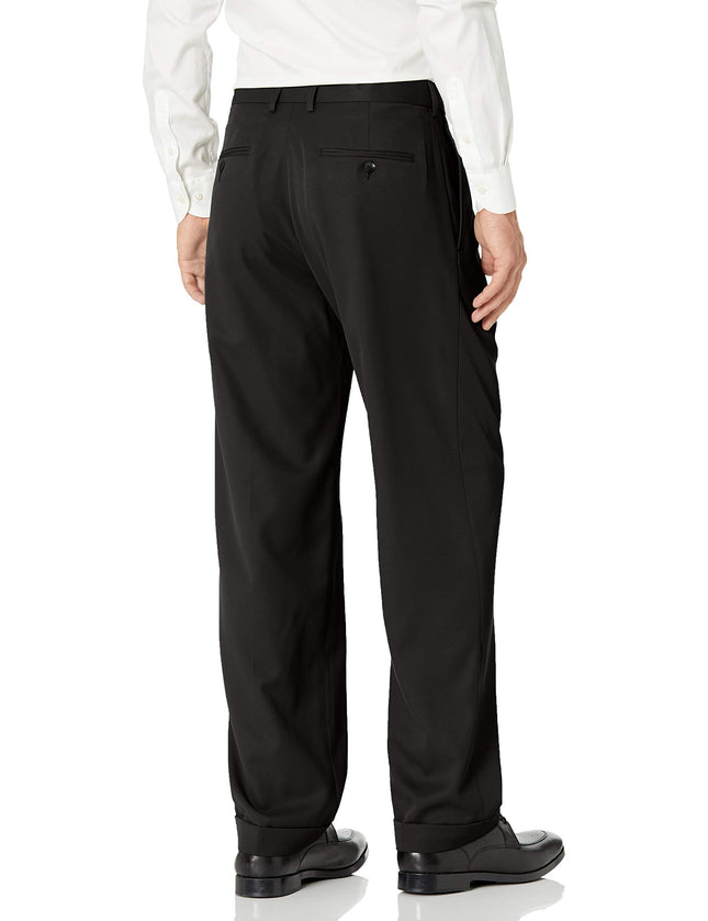 Haggar mens Mynx Gabardine Hidden Expandable Waistband Classic Fit Front Pleated Dress Pant, Black, 34x31