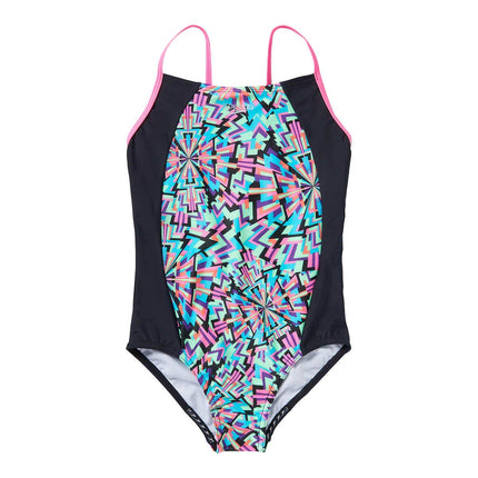 Speedo Girls Thin Strap One Piece Swimsuit (Multi/