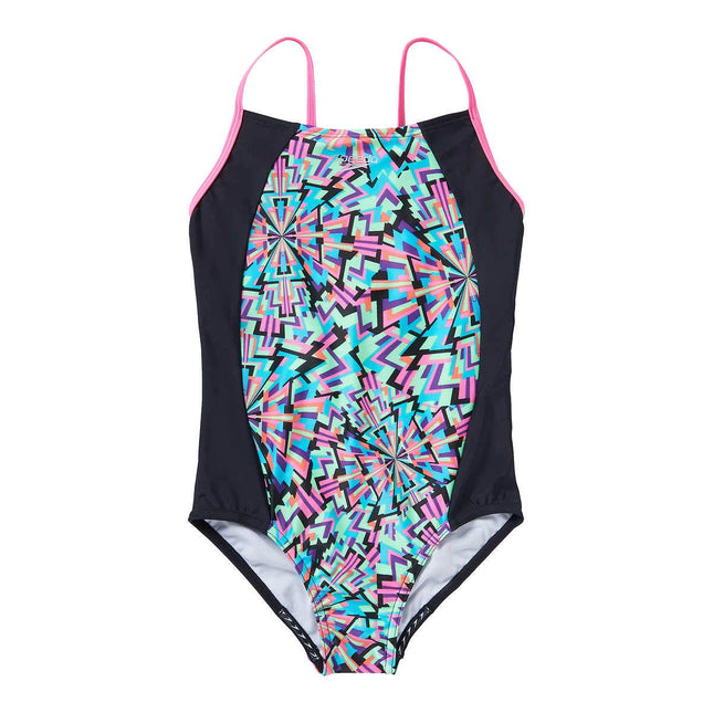 Speedo Girls Thin Strap One Piece Swimsuit (Multi/