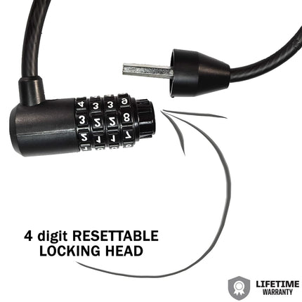 Câble antivol Kryptonite KryptoFlex, 1,5 m de long, câble en acier tressé de 8 mm d'épaisseur, antivol de sécurité pour équipement extérieur, antivol à combinaison/clé pour vélo