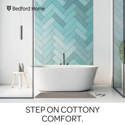 Bedford Home 100 Percent Cotton Reversible Long Bath Rug - Taupe - 24x60