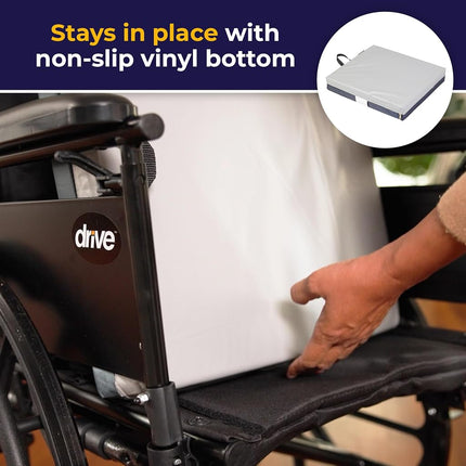 Drive Medical Deluxe Skin Protection Gel E 3" Wheelchair Seat Cushion, Dark Blue, 22" x 18" x 3"
